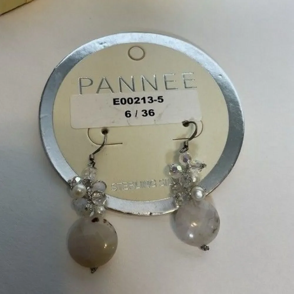 NWT Pannee Women Sterling Silver/White Pearl DropDangle‎ Earrings Taiwan 1.8